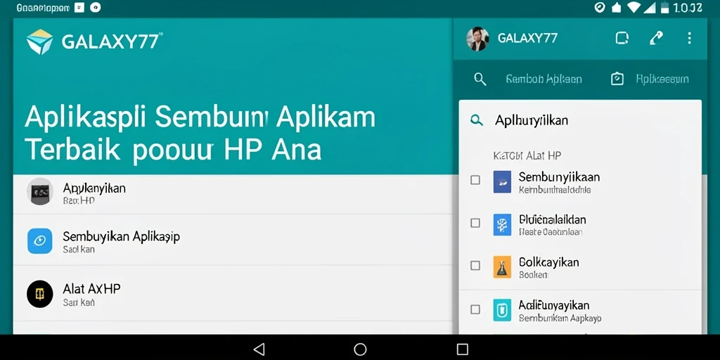 Antarmuka GALAXY77 yang sederhana dan efektif untuk menyembunyikan aplikasi.