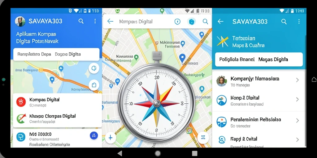 Tampilan antarmuka SAVAYA303 dengan fitur kompas digital yang mudah digunakan.
