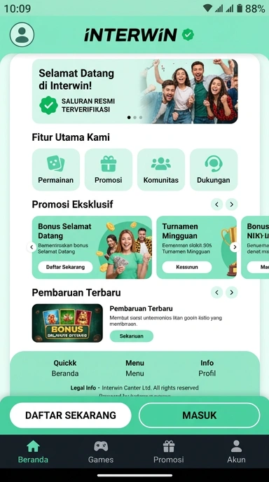 Tampilan kanal resmi interwin